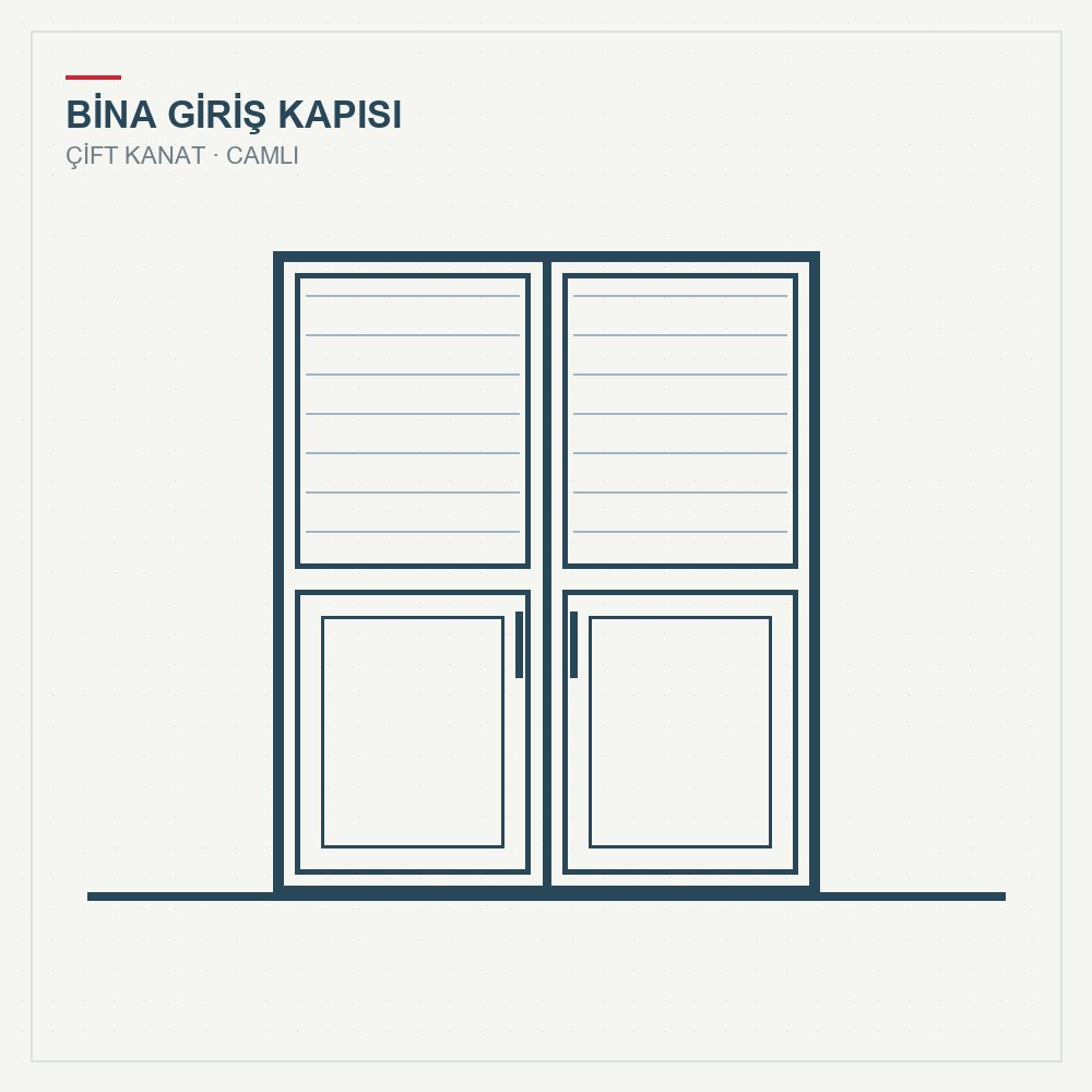 Çelik Bina Giriş Kapısı (Çift Kanat Camlı)